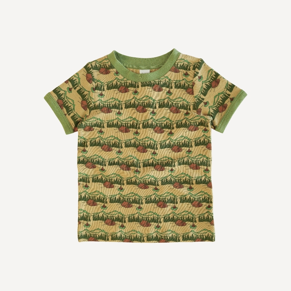 NWT 5Y Kate Quinn Short Sleeve Ringer Tee T-shirt Campsite Cotton Mountain